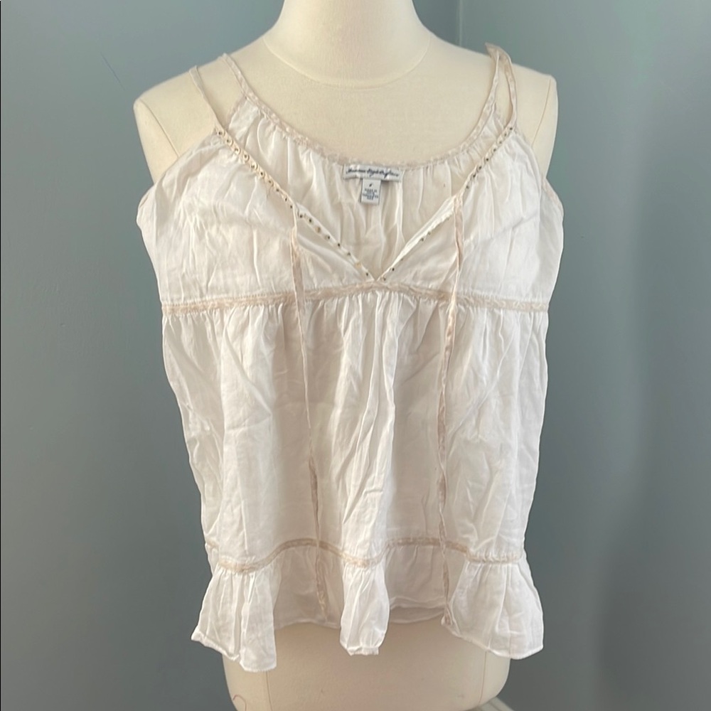 American Eagle Outfitters Cream Ruffled Camisole